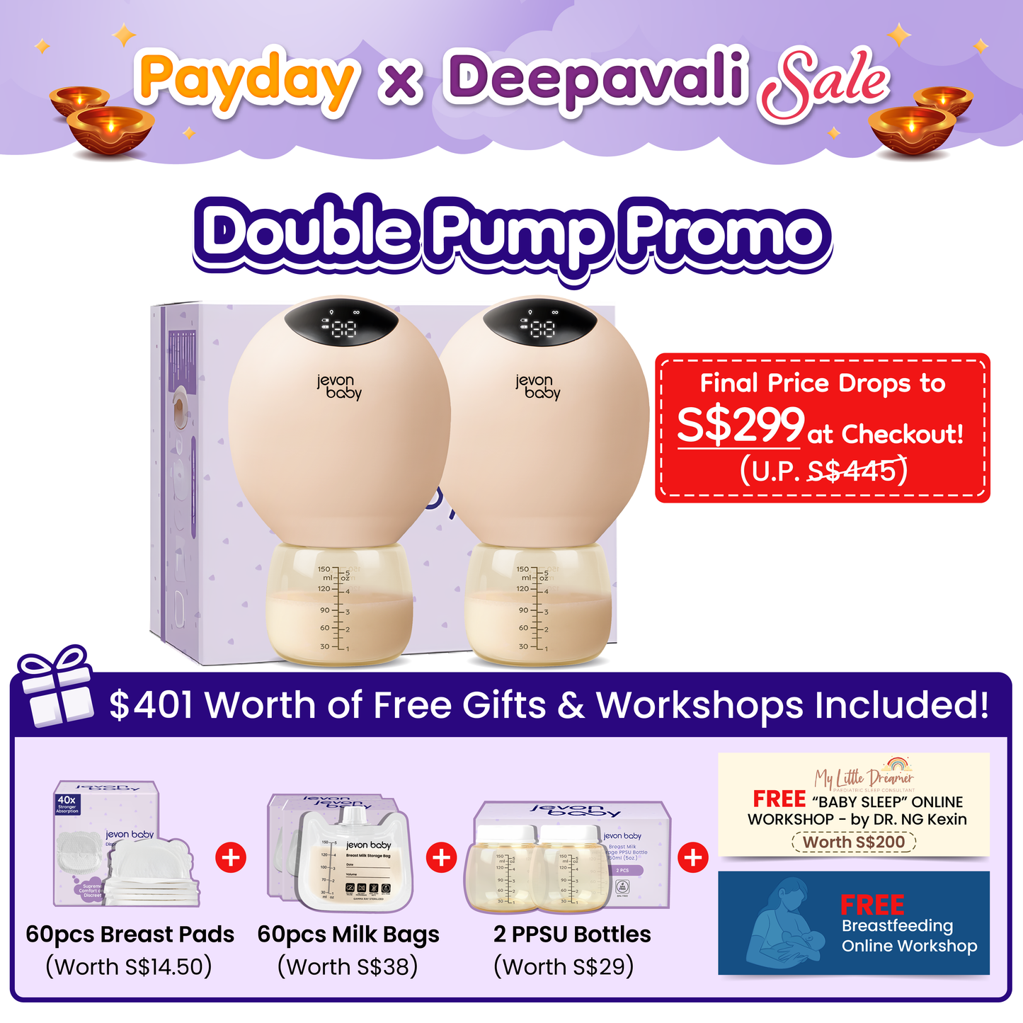 Jevonbaby Breast Pump - Payday x Deepavali Mega Sale