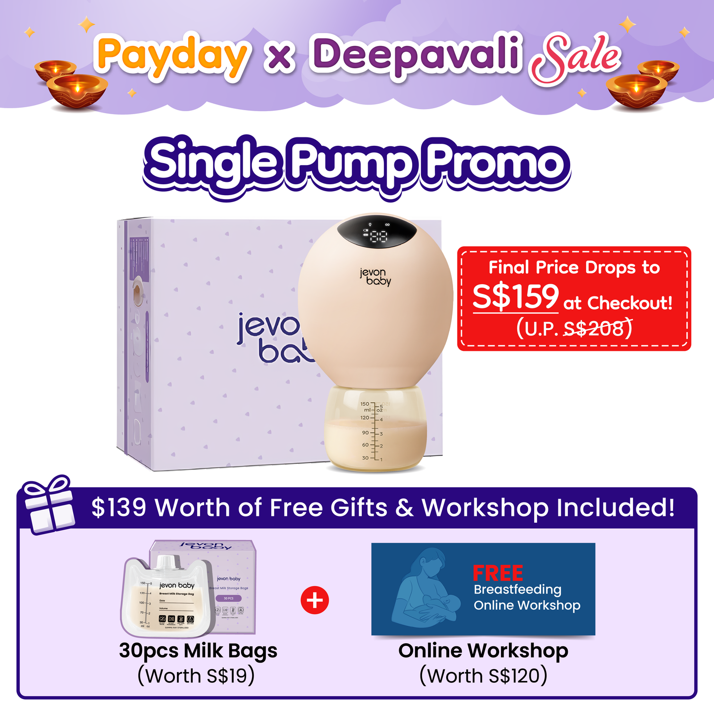 Jevonbaby Breast Pump - Payday x Deepavali Mega Sale