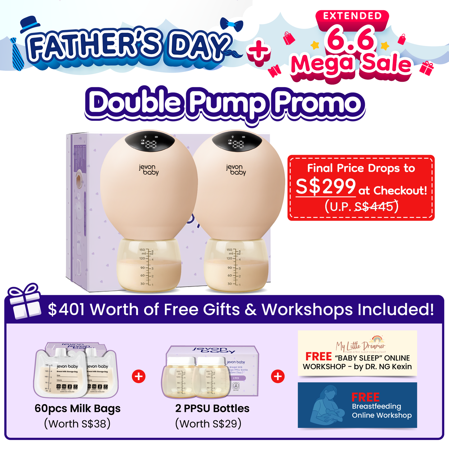 Jevonbaby Breast Pump - Father's Day + Extended 6.6 Mega Sale