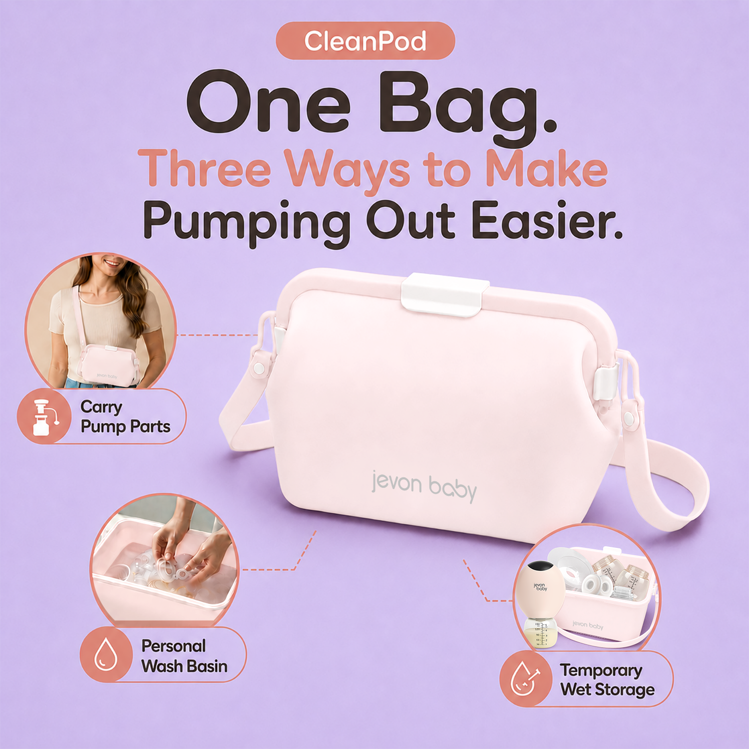 Jevonbaby CleanPod - Portable Wash Basin & Storage Bag