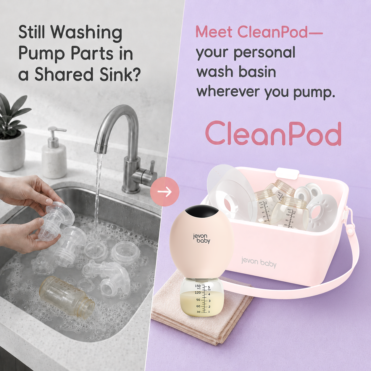 Jevonbaby CleanPod - Portable Wash Basin & Storage Bag