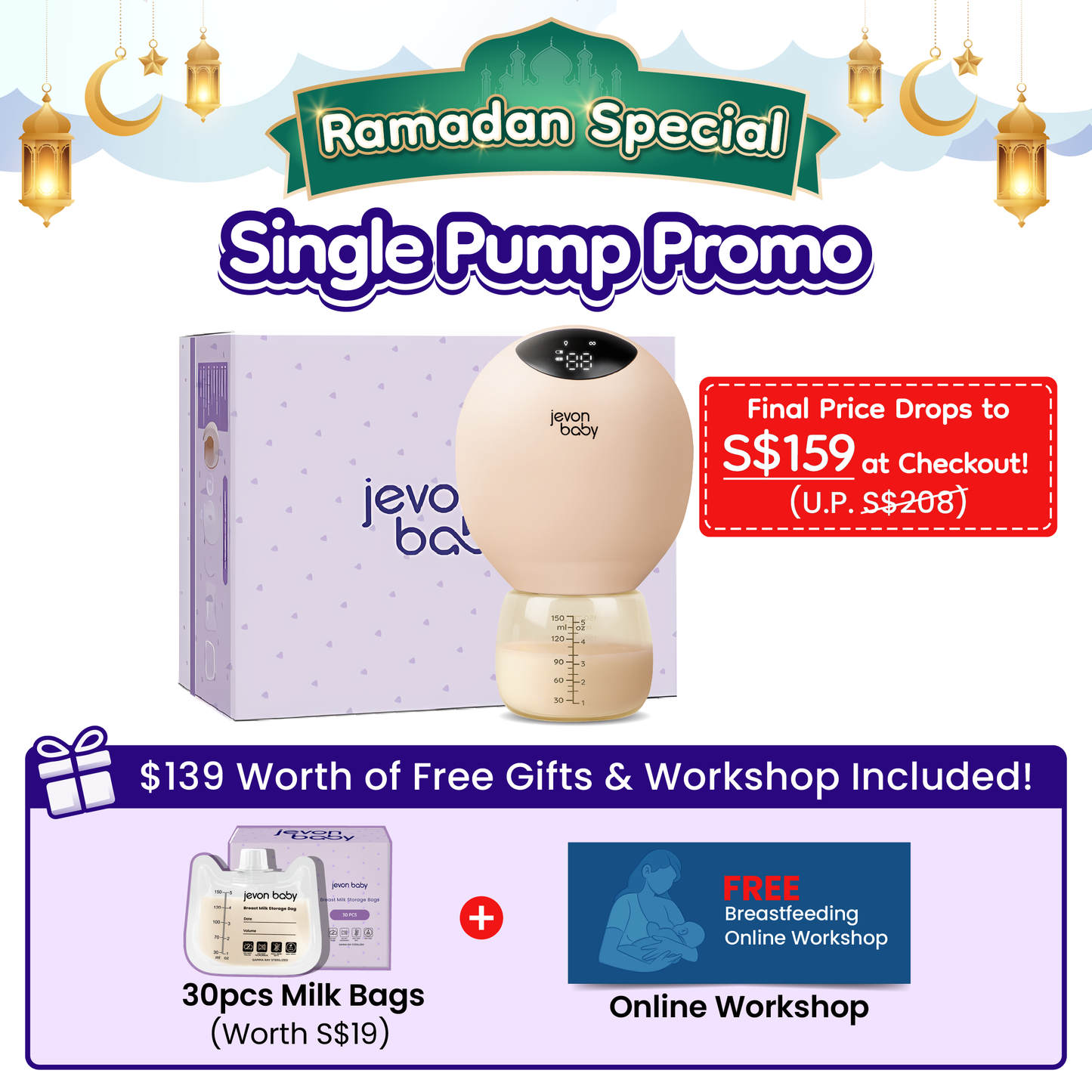 Jevonbaby Breast Pump - Ramadan Special